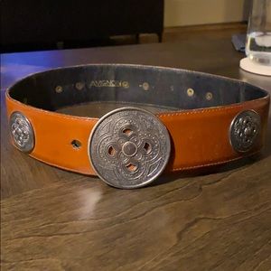 Brown leather waist belt